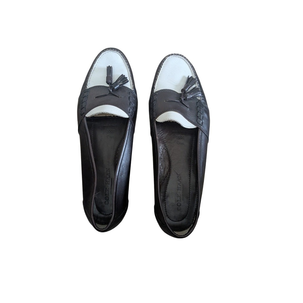 Cole Haan Mens Brown White Leather Tassel Loafers Two Tone Spectator Shoes 10M